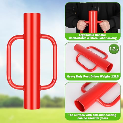 Image of Gtongoko 12LB T Post Driver with Handles, Heavy Duty Fence Post Pounder