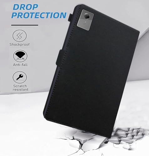 Image of Fastway Flip Cover for Lenovo Idea Tab Plus 12.1 inch Tablet Executive Leather Built-in Pencil Holder (Black)