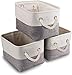 Mangata Caja de almacenaje, cestas de almacenaje Tela, Plegable Cajas organizadoras para Ropa, Juguetes, armarios (Pequeña, Juego de 3, Gris Blanco)