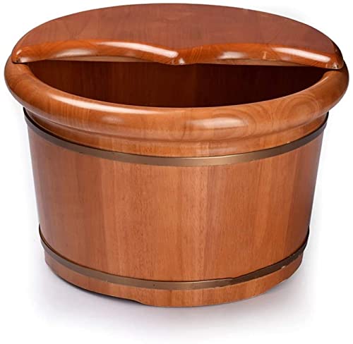 Tina de baño de pies de madera de roble con tapa