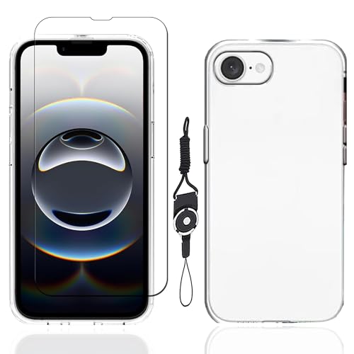 【1枚フィルム +ケース TPU+携帯ストラップ 付属】For iPhone 16E 2025 ガラスフィルム For iPhone SE4 フィルム+For iPhone 16E ケース TPU For iPhone SE4 ケース For iPhone