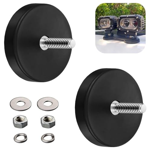 Thirei 2 Aimants en Néodyme, 66 mm avec Filetage Extérieur M6, Aimants Filetés, pour Véhicules, Lampes, Instruments et Appareils