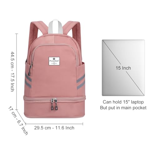 Gym Backpack for Women Foldable Sports Gym Bag with Shoe Compartment & Wet Pocket Travel Backpack Casual Daypack, Pink2