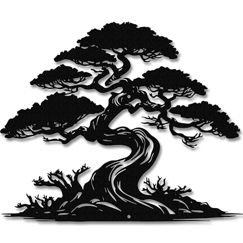Metal Pine Tree Wall Art&ndash;Japanese-Inspired Nature Wall Decor&ndash;Rust-Resistant Pine Tree Decor for...
