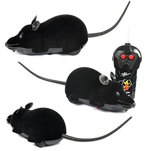 GOTD Scary RC Remote Controller Simulation Plush Mouse Mice Kid Toy Gift - Black