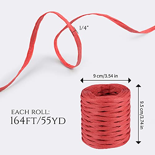 6 Rolls Christmas Natural Raffia Paper Ribbon, Matte Twine Raffia Ribbon For Gift Wrapping,1/4" Wide,164 Feet Each Roll. Paper Decorative String For Gift Wrapping, Crafts And Diy #TOP3