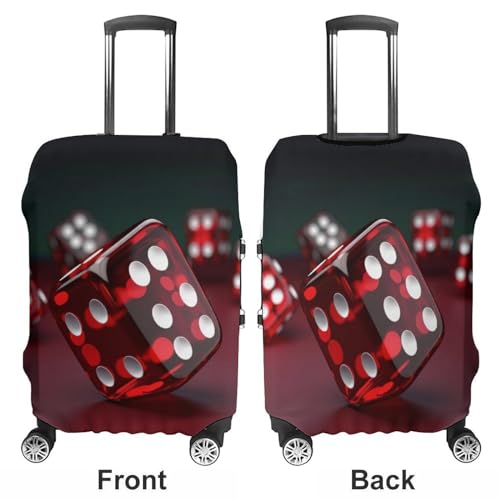 Red Dice Luggage Cover Tsa Approved Suitcase Covers for Luggage Elastic Washable Suit Case Covers Anti-Scratch Travel Luggages Sleeve Suitcase Protector Fits 19-30 Inch Case(M)3