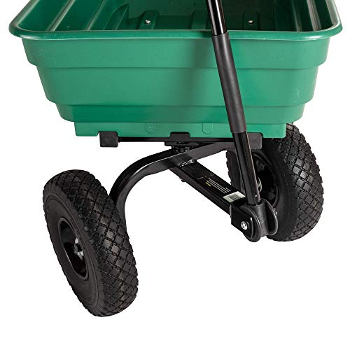 GARDEN STAR 70275 Garden Wagon/Yard Cart with Flat Free Tires, 37" x 20" Poly Tray, 600lb Capacity, Green Tray/Black Frame