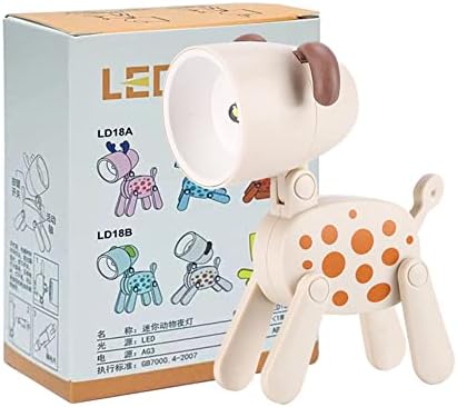 Usper Mini LED Desk Lamp Cute Small Phone Holder, Dog Dinosaur Deer Rabbit Shape Night Light Adjustable Phone Stand, Portable Foldable Reading Table Night Lamp Cartoon Pet for Kids Students