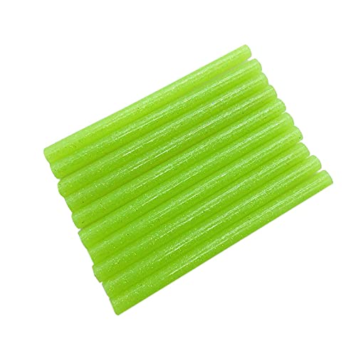 Lot de 10 bâtons de colle colorés à paillettes vertes de 7 mm pour mini travaux manuels et réparation