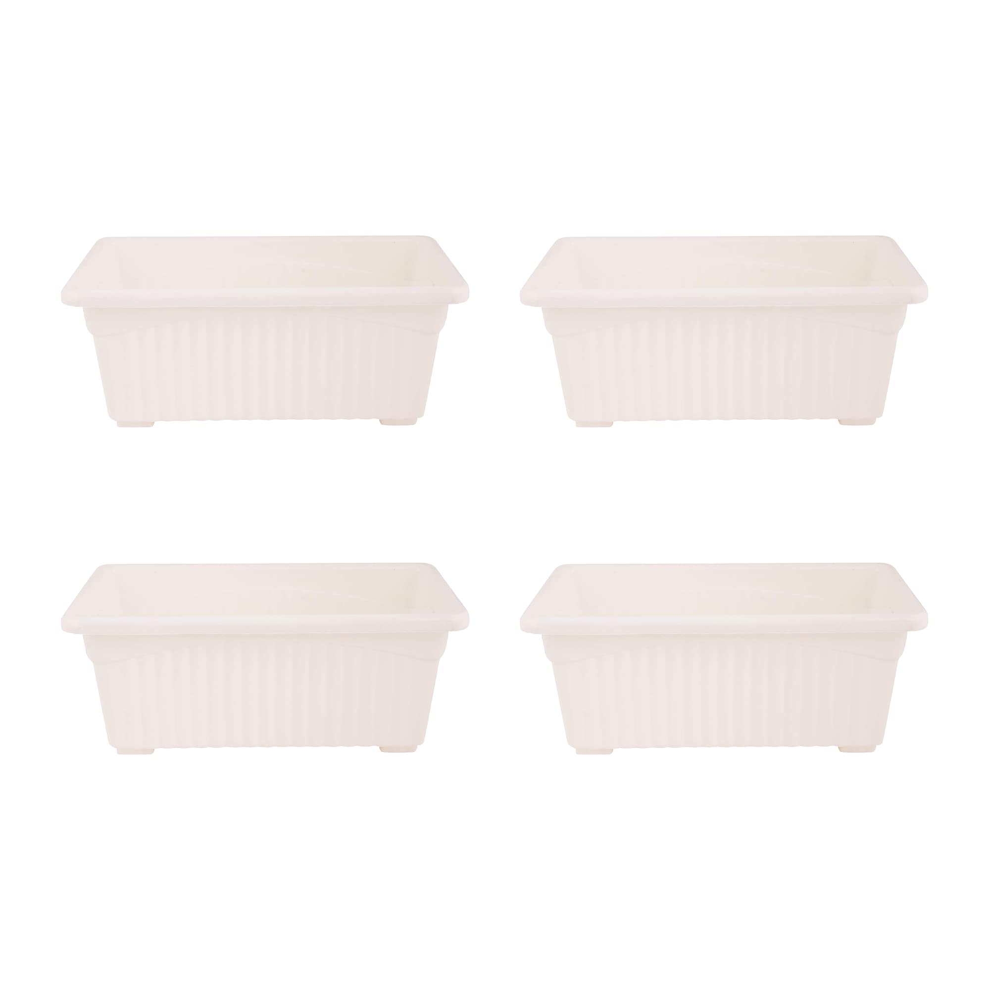 NAYRA Rectangular Shape Plastic Tub Planters/Flower Pots for Balcony, Garden, Home | Best for Flowers and Plants White Color Planters (Set of 4) (B0BNLQNVYD) Amazon Price History, Amazon Price Tracker