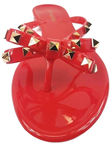 Image of TOP Moda Womens Studded Jelly Flip Flops Sandals with Bow