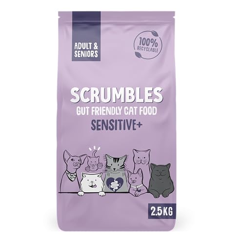 Scrumbles Natural Sensitive Dry Cat Food with 74% Chicken, High Protein Food For Adults And Seniors, 2.5Kg