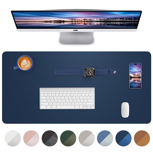 Image of Leather Desk Pad Blotter,Mouse Pad,Office Desk Mat, Non-Slip PU Leather Desk mat,Large Desk mat,Waterproof Keyboard mat for Office /Home /Decor (Midnight Blue,31.5 inch x 15.7 inch)