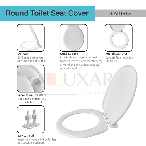 Image of LUXART Toilet Seat Cover 17L x 14.5W CM - Indian Commode Oval Seat Cover With Round Edge | EWC Non-Soft Close Commode Cover With Installation Kit | PP Western Toilet Cover For Bathroom, Commercial Use