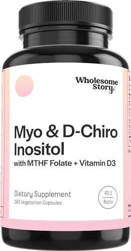 Image of Myo-Inositol & D-Chiro Inositol Capsules with MTHF, Folate, Vitamin D | Support for Ovarian Function, Hormone Balance, & Homocysteine Levels | Fertility Supplements for Women | 360 Count 40:1 Ratio