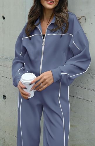 Image of BTFBM Women's Two Piece Tracksuit Fall 2026 Long Sleeve Zip Up Sweatshirt Long Pants Outfits Jogger Sweatsuit Sets
