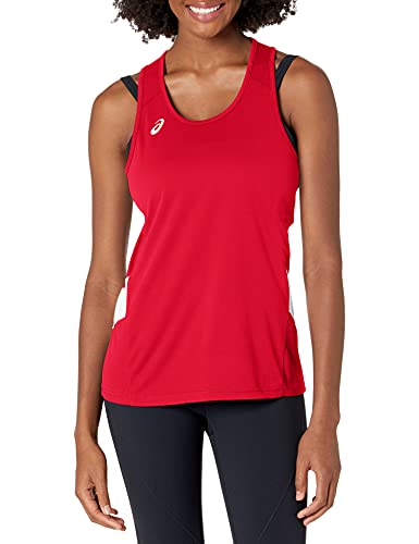 ASICS Women's Women's Team Sweep Singlet, Red/White, Large
