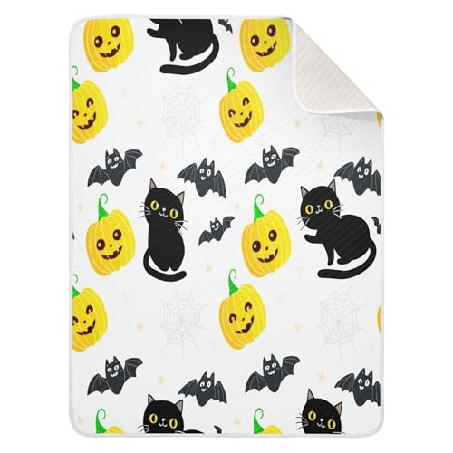 Burbuja Cats Bats Yellow Pumpkins Baby Blanket for Boys Girls, Nursery Soft Warm Swaddling Receiving Baby Blankets, 30x40 in Toddler Blanket
