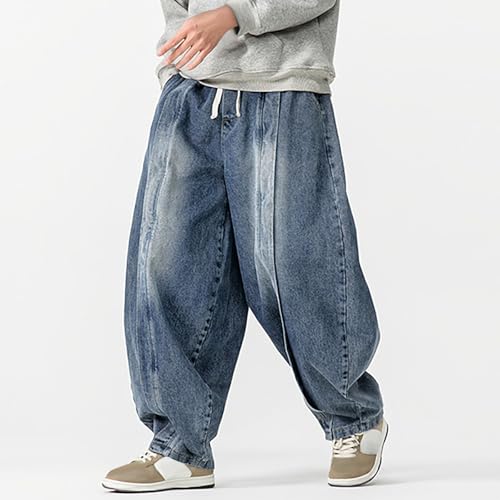 Mens Denim Pants for Man Medieval Harem Western Flare Wide Leg Summer Fall Pants 20252