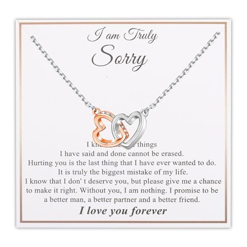 PLITI Sorry Gift Apology Gift Forgiveness Gift I am Truly Sorry Interlocking Heart Necklace For Soulmate