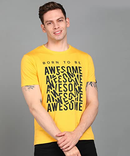 Image of Urbano Fashion Men's Graphic Printed Round Neck Half Sleeve Slim Fit Cotton T-Shirt