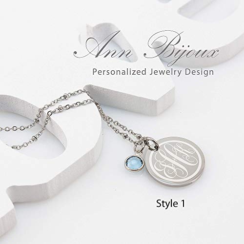 Annbijoux Monogram Necklace Woman Personalized Engraved Monogram Initial Jewelry Stainless Steel Initial Pendant Mother Gift Personalized Gift For Her thumb #1