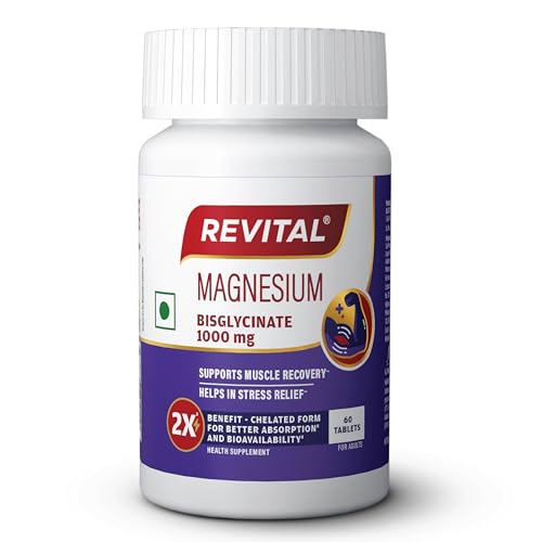 Image of Revital Magnesium Bisglycinate | Chelated |100% RDA | 440mg Elemental Magnesium| 13% Higher Absorption| Scientifically crafted for both men & women | 2.5X Higher Bioavailability | Muscle Recovery & Stress Relief | Restful Sleep Support | 60 Tablets