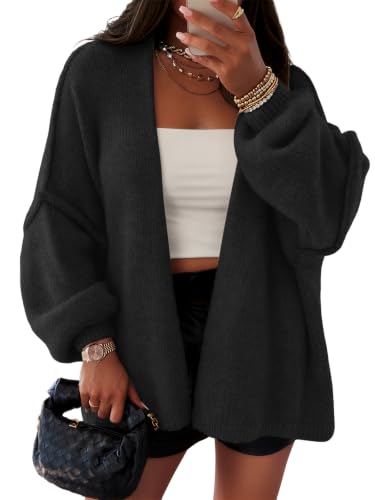 ATHMILE Womens Oversized Cardigan Sweaters Fall Fashion Clothes Black