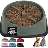 GORILLA GRIP Patented BPA Free Slow Feeder Dog Bowls, Interactive Puzzle Toy for Dogs and Cats Food Training Enrichment, Keeps Pets Busy and Prevents Puppy Overeating, Small Breeds, 1 Cup, Sage Green