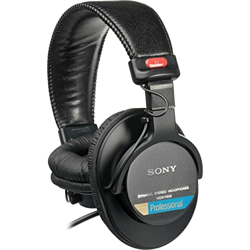 Fones de ouvido profissionais Sony MDR-7506 com capa rígida Slappa, abraçadeiras e conjunto de tecid