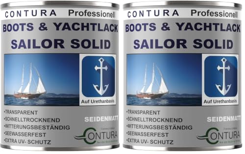 Bootslack Yachtlack Seidenmatt Contura Holzlack Thekenlack Klarlack Außen Holzschutz (250ml.) (Packung mit 2)