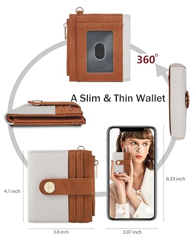 Image of Keychain Wallet Wristlet for Women,RFID Small Wallet | Wallet Wristlet with Zipper Coin Pocket,Vegan Leather Card Wallets for Women, 2 ID Window,Gift