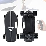 Pnpaea Longboard EléCtrico, Ligero, Mini Longboard Original, Carga MáXima De 99 Kg, Frenado Suave, con Control Remoto De 4 Velocidades, para Campus Y Ciudad Black-15kmRange
