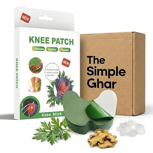 THE SIMPLE GHAR Knee Patch for Pain Relief | Wormwood Leaves, Dried Ginger, Camphor & Borneol Natural Herbal Pain Relief Sticker | 12-Hour Joint Pain Patch for Knee, Back, Neck & Shoulder Pain (Pack of 30)