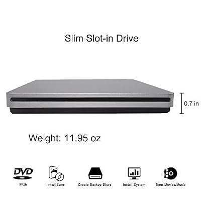 Oulin External CD DVD Drive USB C CD DVD Burner/Writer Slim Portable Slot in CD DVD Reader for MacBook Pro/Air/Mac/Laptop/Windows10 (Sliver)