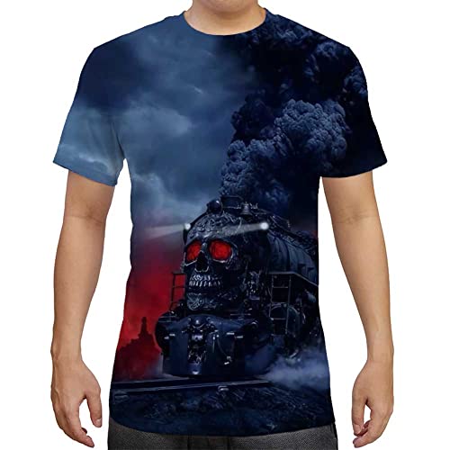 Image of Cndiyike Men's Graphic T Shirts -Cool Graphic Tees for Men, 3D Print T-Shirt for Men S-3XL, Locomotive, Large