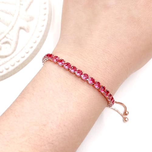 Uloveido Fashion Adjustable Slider Bolo Clasp Tennis Bracelet for Women Hypoallergenic Purple Pink Blue Green Cubic Zirconia Bracelets Gift Y40432