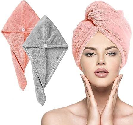 Joynest Microfiber Hair Towel Wrap for Women, 10-inch X 26-inch Super Absorbent Quick Dry Hair Turban for Drying Curly Long Thick Hair (3)