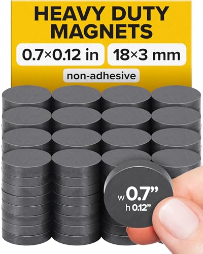 Image of Ultra-Strong Ceramic Round Magnets (0.7x0.12 /18x3mm, 200 pcs) - Heavy Duty Magnets, Non-Corrosive, High Thermal Resistance, Versatile for Home, Office, Workshop, Whiteboard, Fridge and Hobby Use