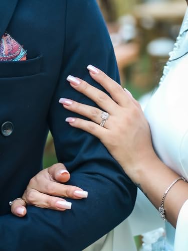 KSTYLE Classic Moissanite Wedding Ring Set for Women 1.35-2.48CTTW | D Color-VVS1 | S925 Sterling Silver Engagement Rings 18K White Gold Plated Moissanite Bridal Rings Sets Promise Rings for Her2