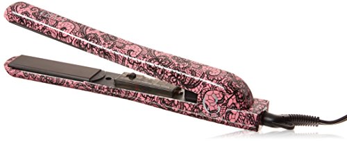 Envy Professional 1.25" Ceramic Ionic Flat Iron Hair Straightener Fast Heating Time Includes Professional Comb and Heat Resistant Travel Case Worldwide Dual Voltage 110v - 220v (Pink Lace)