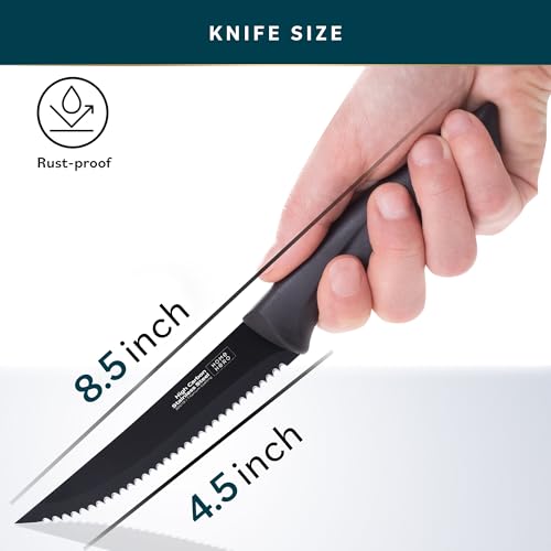 Home Hero Ultra-Sharp Stainless Steel Kitchen Knife Set - Chef Knife with Knife Sharpener - Steak Knives - Couteau Cuisine (8 pcs Steak Knife - Black)