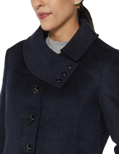 Image of Qube By Fort Collins Women's Semi-Long Tweed Coat with Knitted Finish - Elegant Winter Outerwear for Casual and Formal Looks