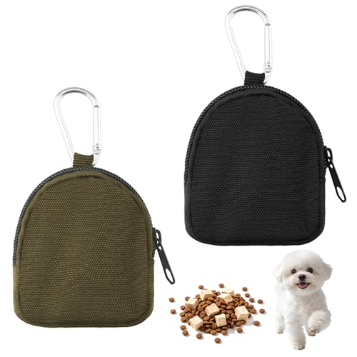 Lot de 2 Sacs à Friandises pour Chien avec Mousqueton, Pochette Friandise Chien Imperméable pour Dressage et Promenade, Sac Friandise Chien Portable,...