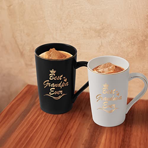 Cabtnca Grandparents Gifts, Best Grandma Grandpa Ever Mug Set, Mothers Day Christmas Gift for Grandparents Gifts for Grandma Grandpa from Granddaughter Grandkids, 14Oz Black & White - Image 4