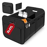 Unifyrtek Faltbare Kofferraum Organizer-Box, Großer wasserdichter Auto Organizer mit abnehmbaren Trennwänden und Seitentaschen,Kofferraumtasche für PKW, SUV, Camping und Einkäufe (1)
