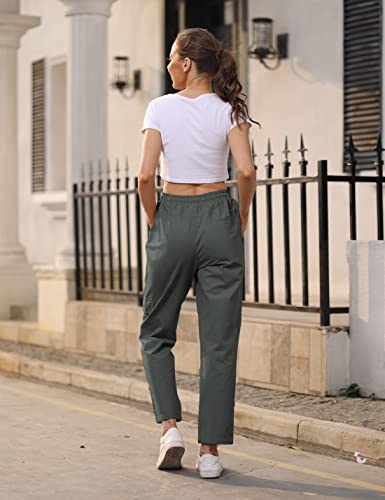Athlisan Womens High Waist Pants Relaxed Fit Casual Pocketed Hiking Workout Pants(Darkgrey-L) #TOP5