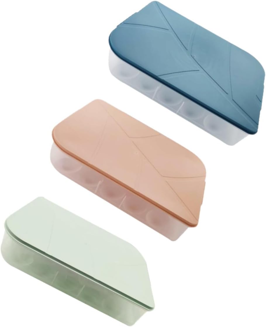 Stackable Egg Container Lid 3pcs Refrigerator Egg Storage Box for Fridge Organization Plastic Multi-Color