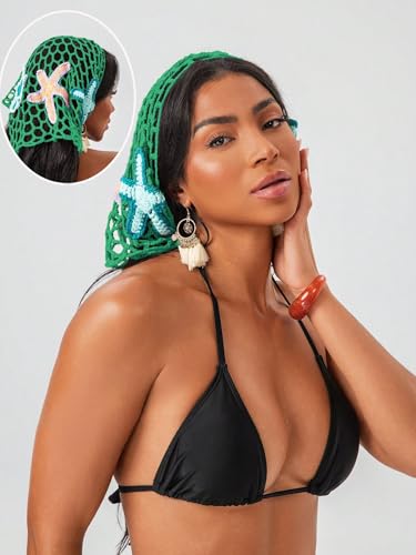 Image of ZAFUL Sarong Coverups for Women Beach Vacation Fishnet See Thru Tie Side Bathing Suit Cover Up Mini Skirt